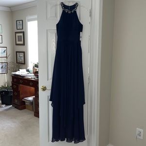 Donna Morgan timeless navy floor length dress size 2